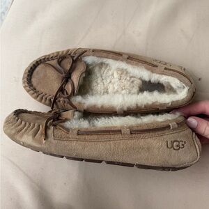 UGG Tan Fur Lined Moccasins